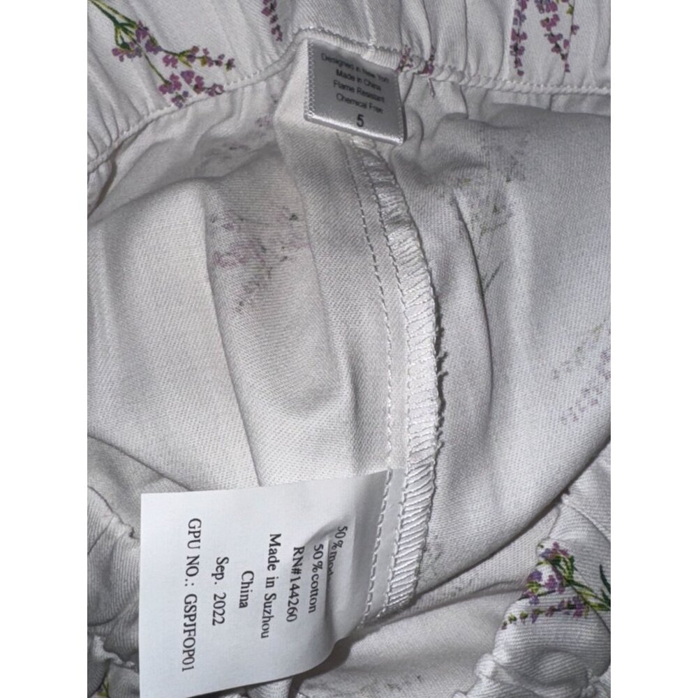 Petite Plume Girls Lavender Floral Pajama Set Cotton Long Sleeve Button-Down Top - Picture 10 of 14